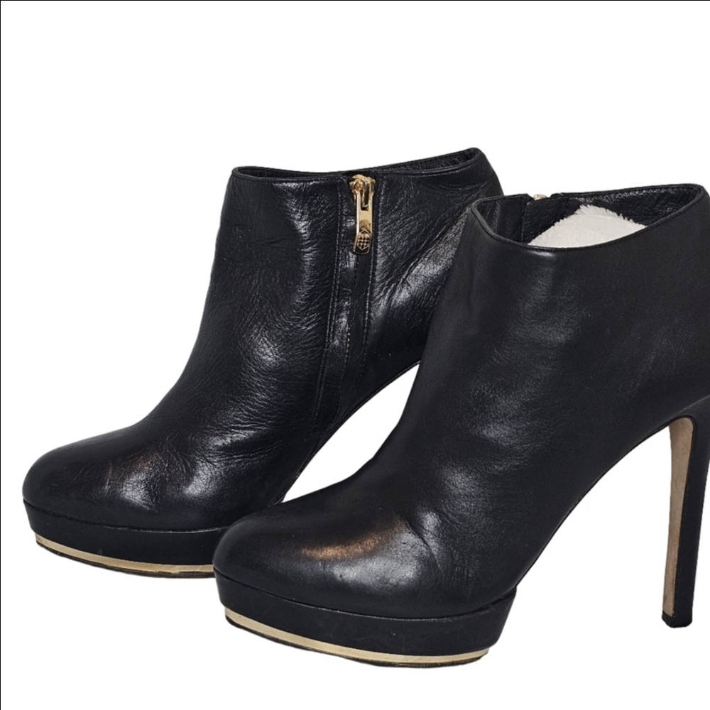 Vince Camuto Vira Black Leather 5" Heeled Booties, Woman's Size 8B - Picture 1 of 8